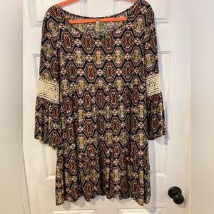 Entro Medium Bell Sleeve Boho Festival Dress
